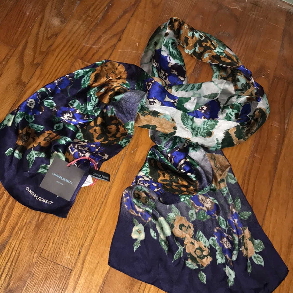 NWT Cynthia Rowley 100% Silk Blue Scarf